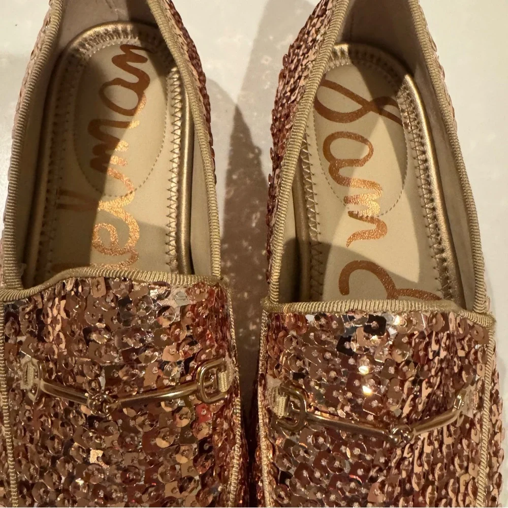 Sam Edelman Gold Sequin LORAINE BIT LOAFER kids size 2